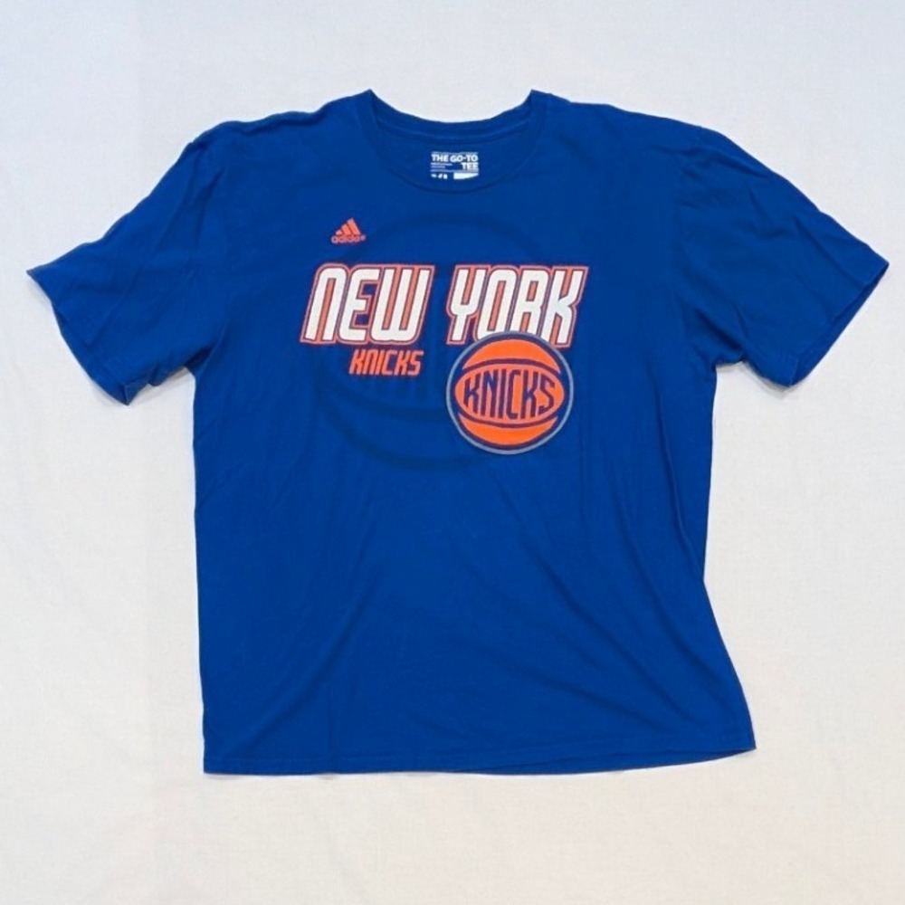 Adidas New York Knicks NBA Go-To Tee Blue Graphic T-Shirt Mens XL 3720A